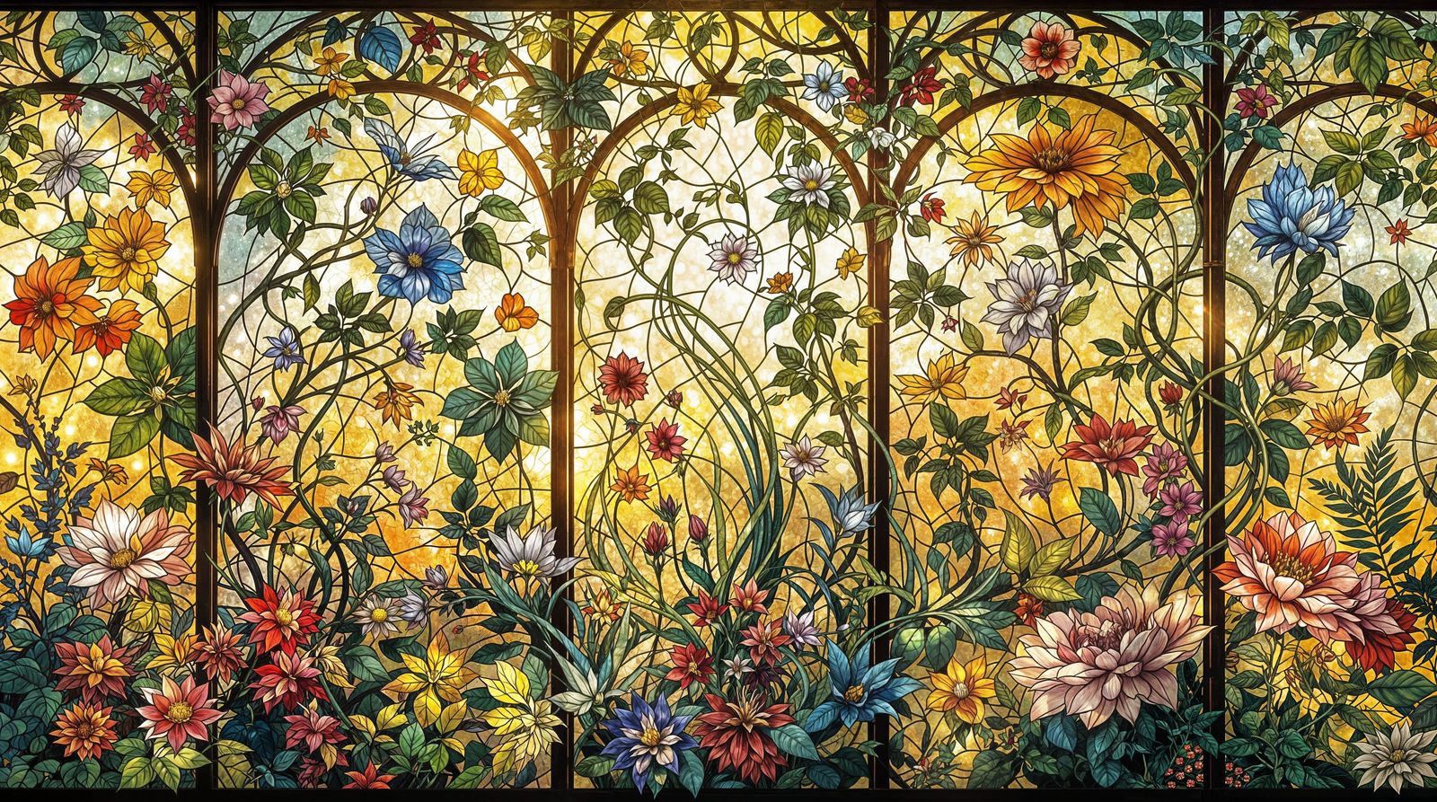 Botanical Art Meets Stained Glass in Ethereal Fusion