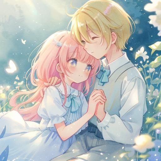 Romantic Anime: Alien Girl and Human Boy Kiss