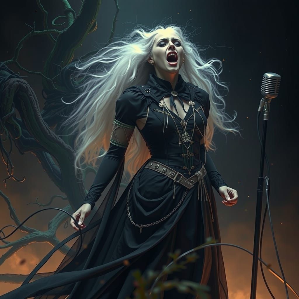 Dark Fantasy Banshee in Victorian Attire