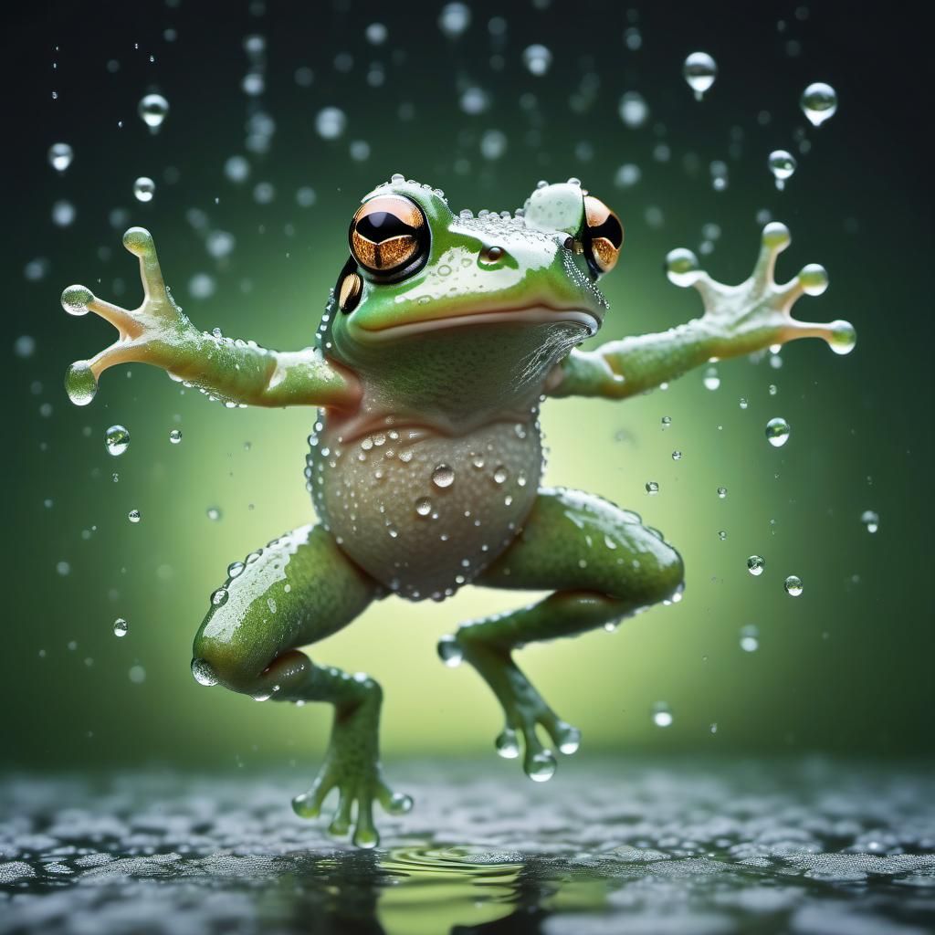 whimsical frog, jumping