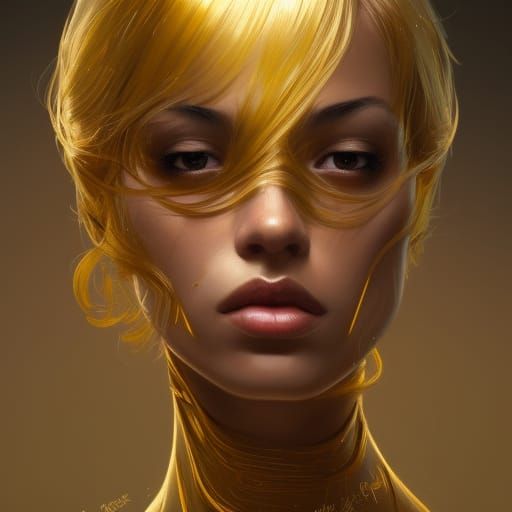 Golden Woman: Hyperdetailed Art Nouveau Portrait