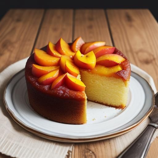 Macro Still Life: Upside Down Peach Cake