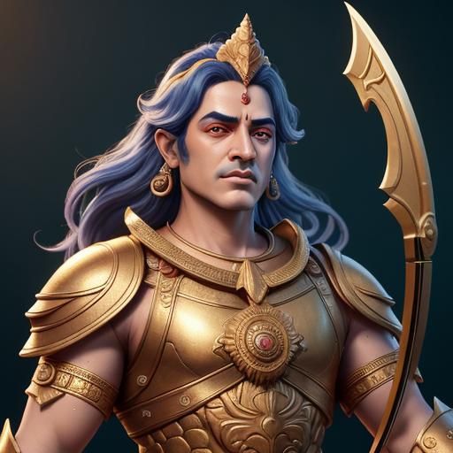 Rama in Ramayana: Anime-Style Digital Painting
