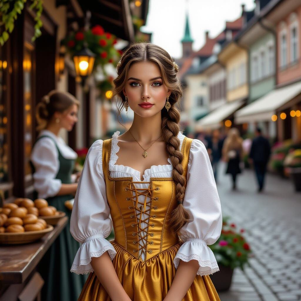 Tsarina Evdokija in Golden Dress, Photorealistic Portrait