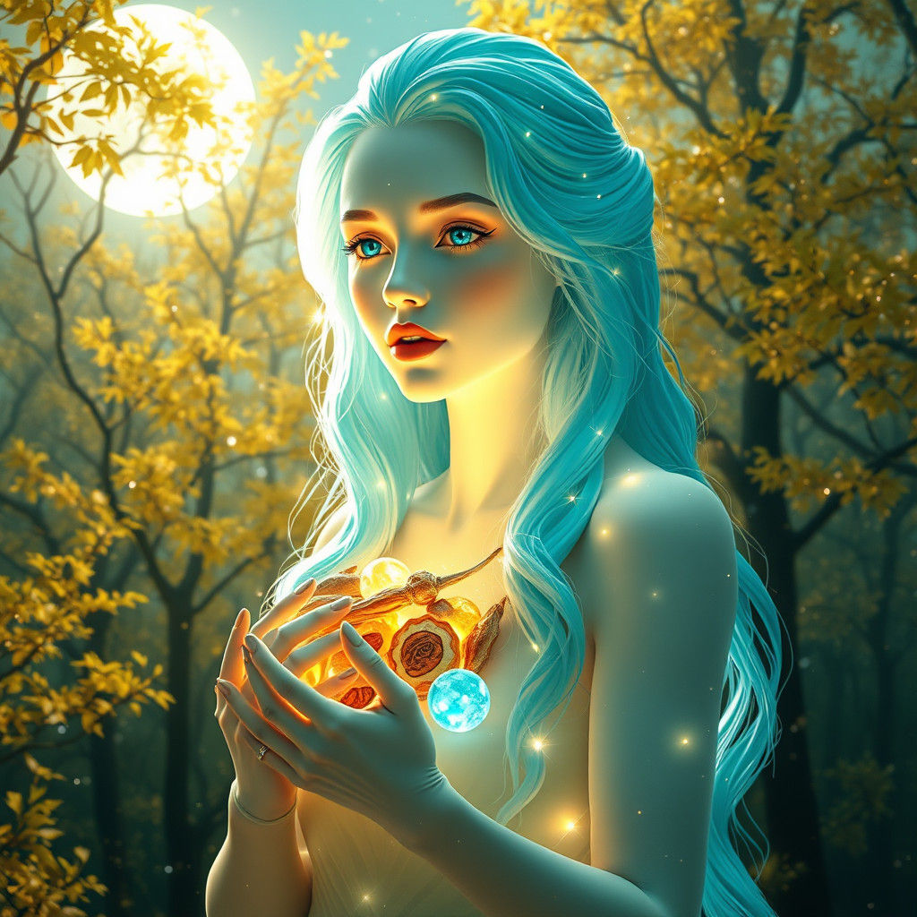 Enchanted Chocolate Woman in Magical Forest