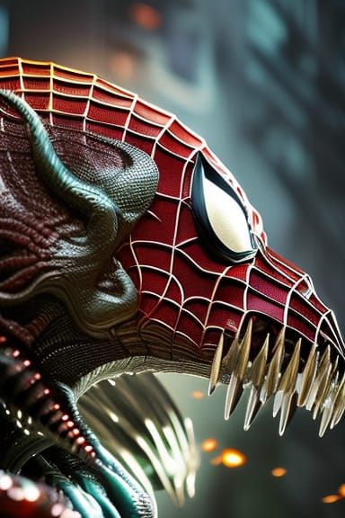Hyperdetailed Venom Spiderman Portrait Illustration