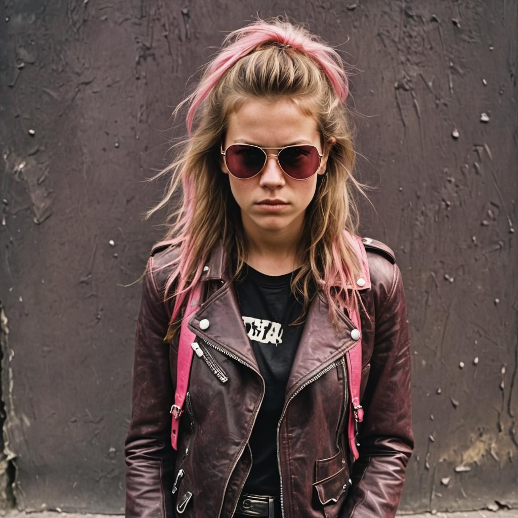 Cool 1980s Swedish Rocker Girl with Pink Hair