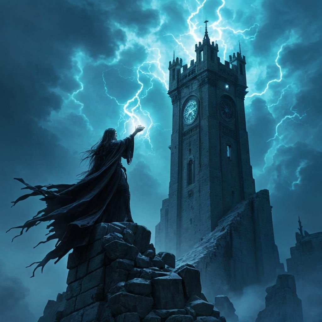 Sorceress Summons Dark Magic on Obsidian Tower