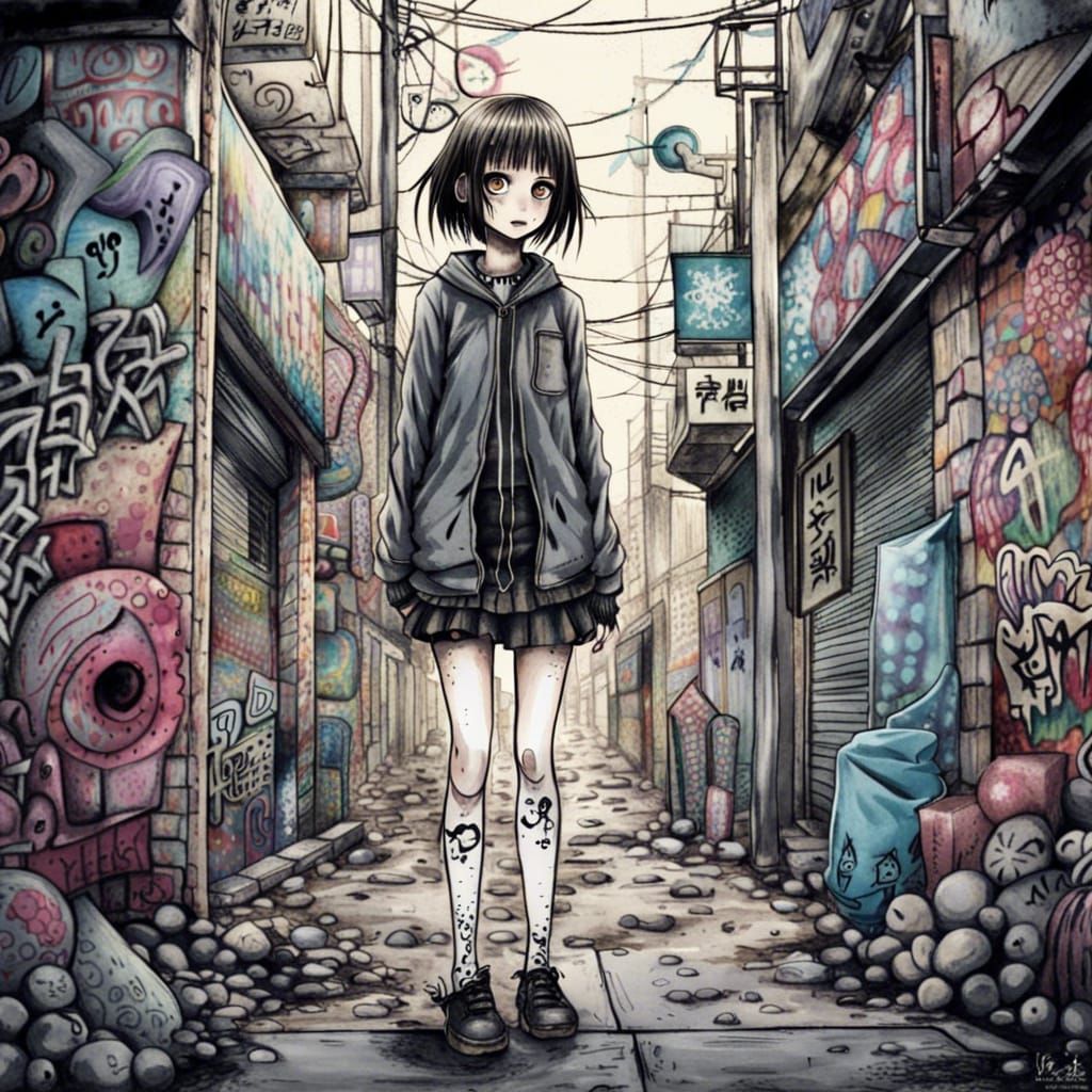 Surreal Graffiti Art in Junji Ito Style