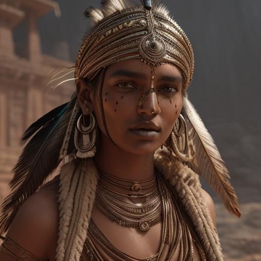 Ancient Indian Tribal Offering: Detailed Fantasy Art