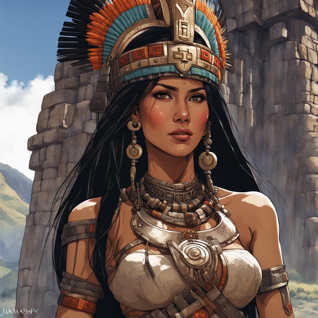 Gorgeous Inca Princess Portrait in Splash Art Style