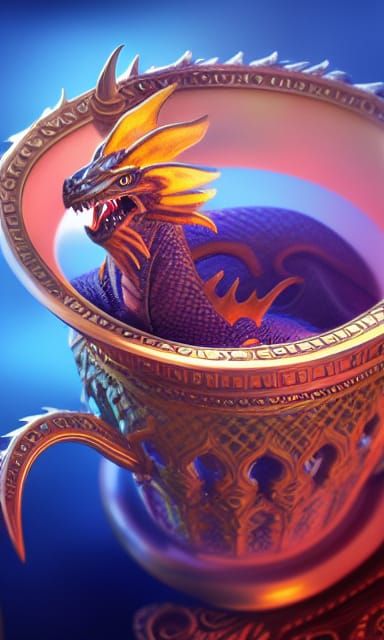 Dragon in Teacup Matte Painting