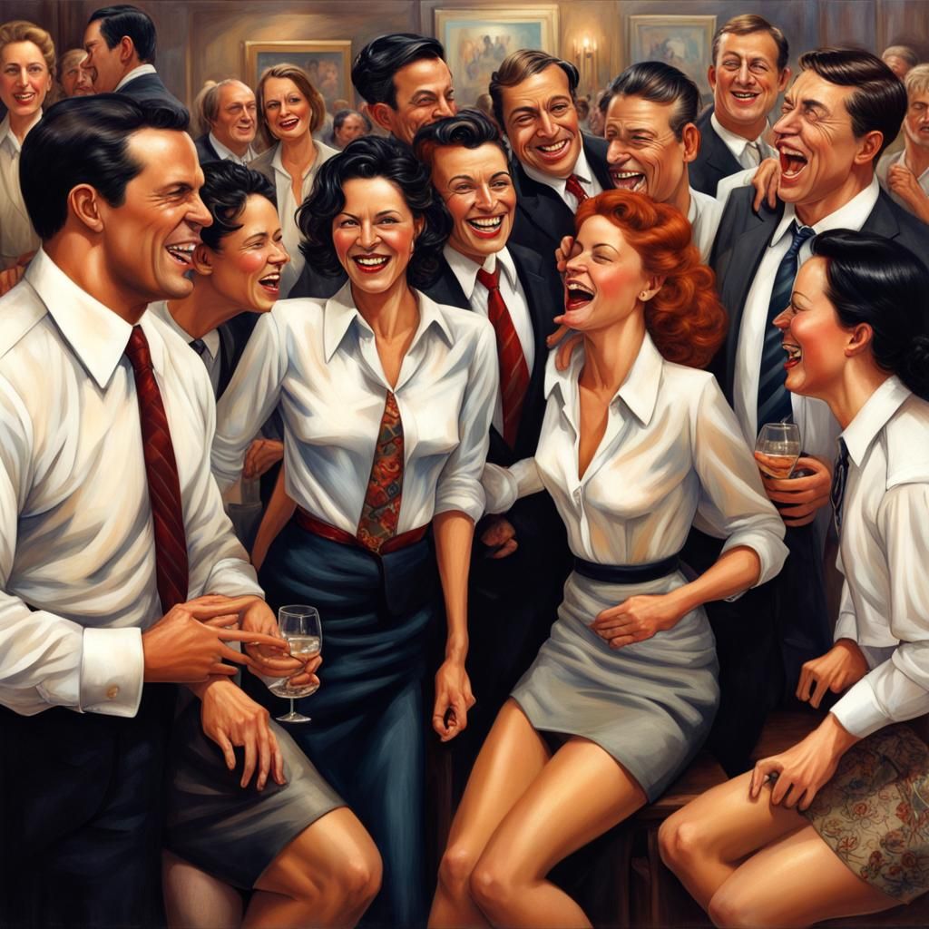 Realistic Party Scene with Laughing People