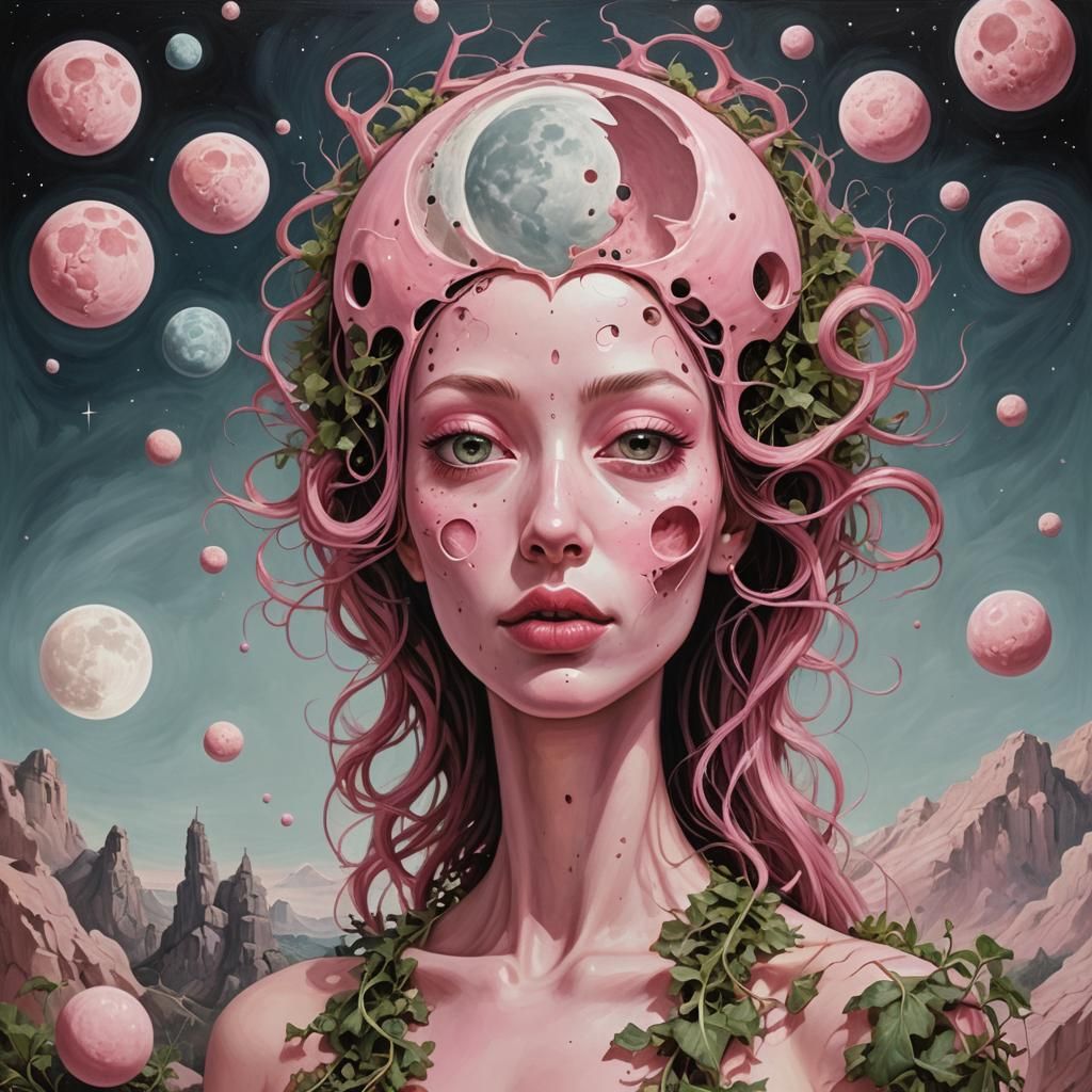 Woman AI with pink skin and big moons and her down south is ...