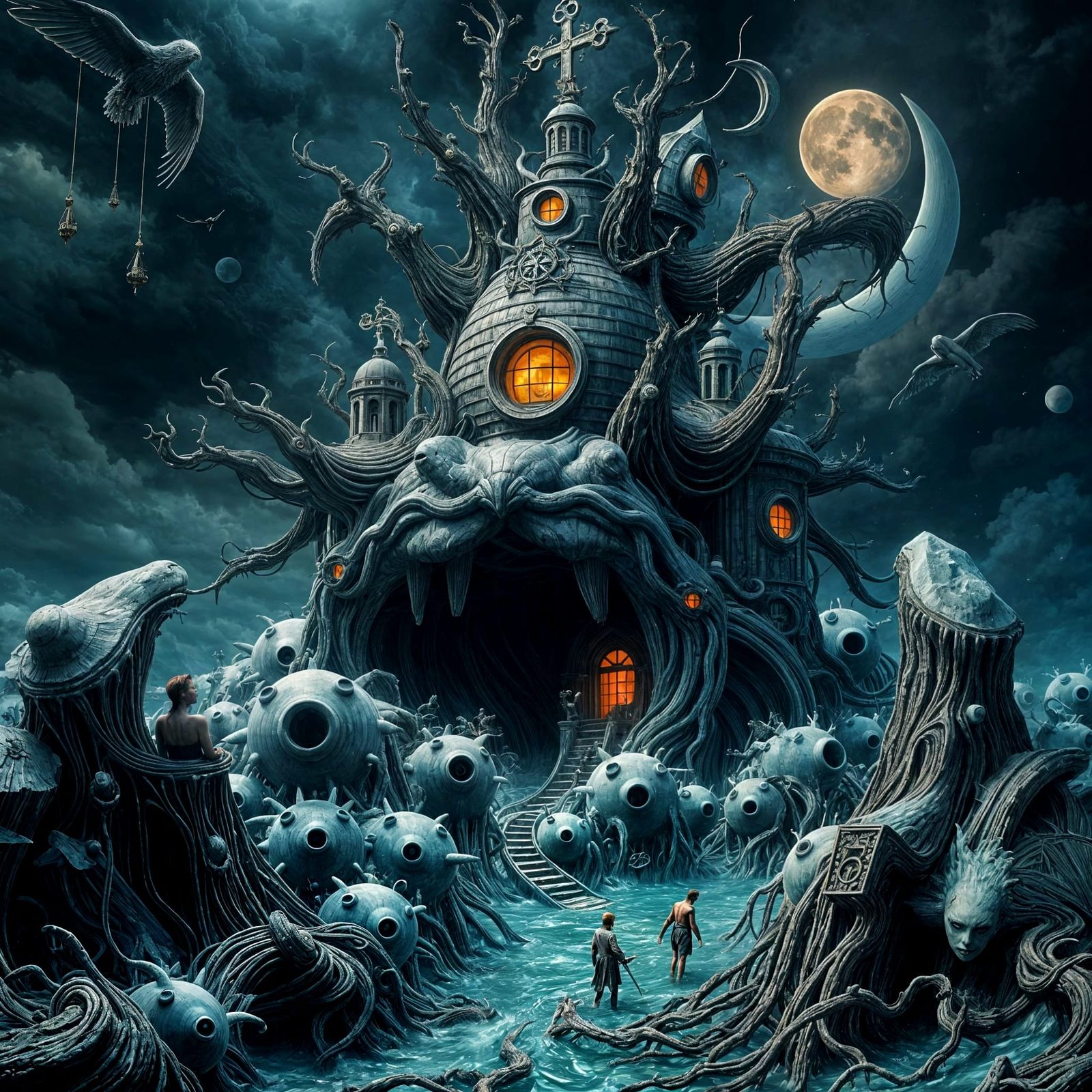 Dadaist Ocean Mystery in Dramatic Matte Painting Style