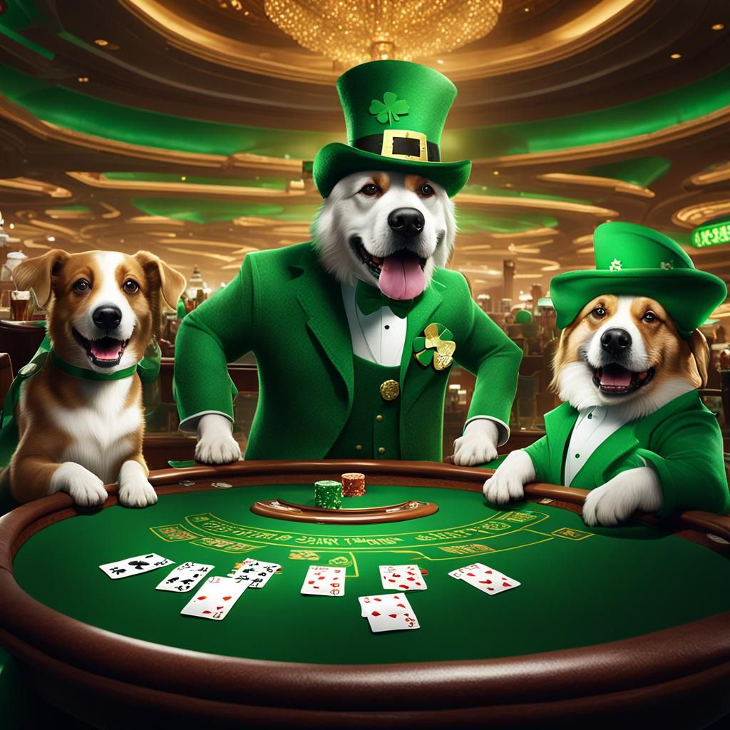 Dogs Play Blackjack on Saint Patrick's Day