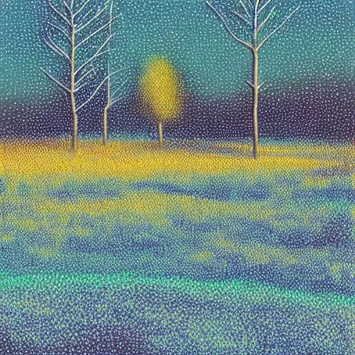 Winter Portrait in Pointillism and Pop Art Style