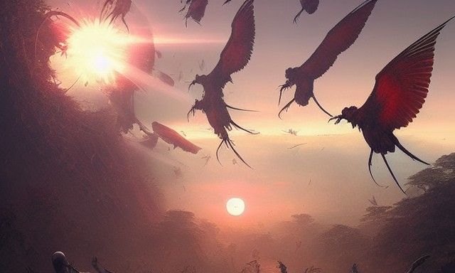 Alien birds attacking