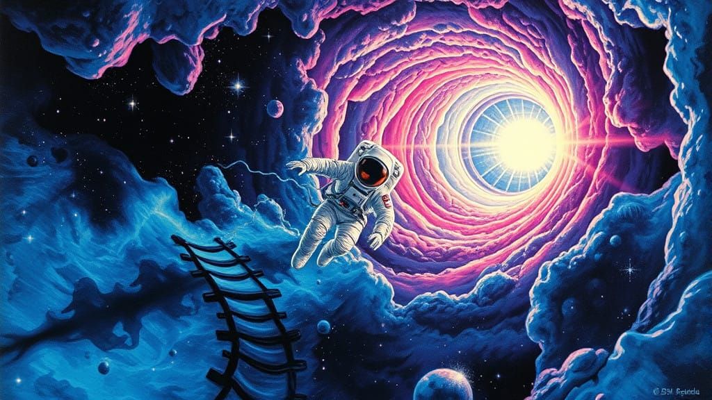 Psychedelic Astronaut in Cosmic Wormhole