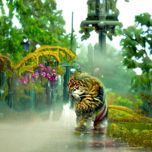 Tiger in the rain