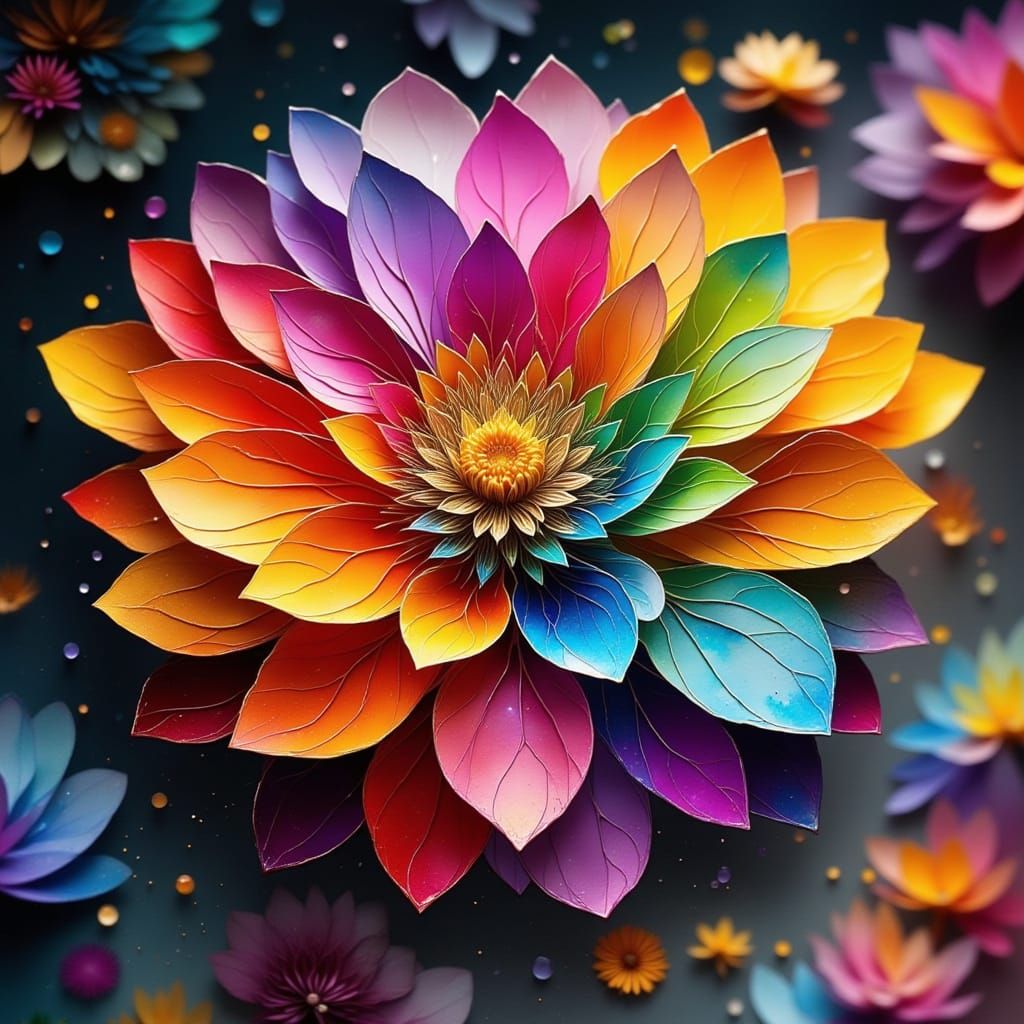 Glitchcore Flower Blooms in Neon Ombre