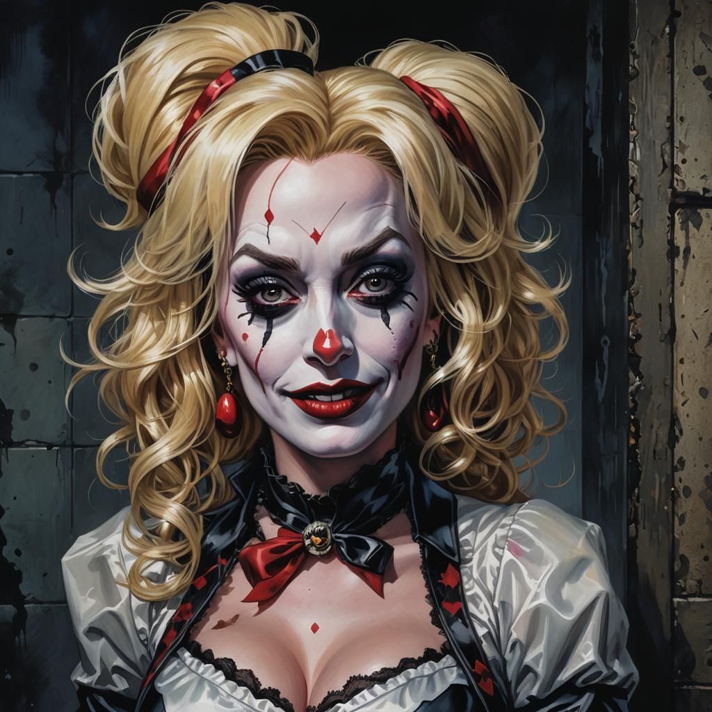 Dolly Parton as Harley Quinn: Dark Comic Book Art