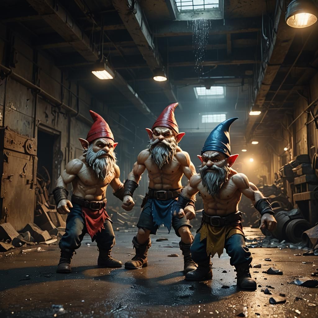 Gnome Battle in Abandoned Parking Garage