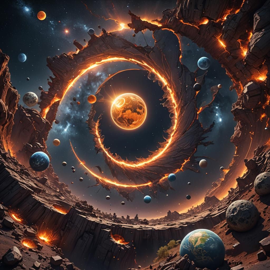 Surreal Planetary Hole Reveals Celestial Landscape