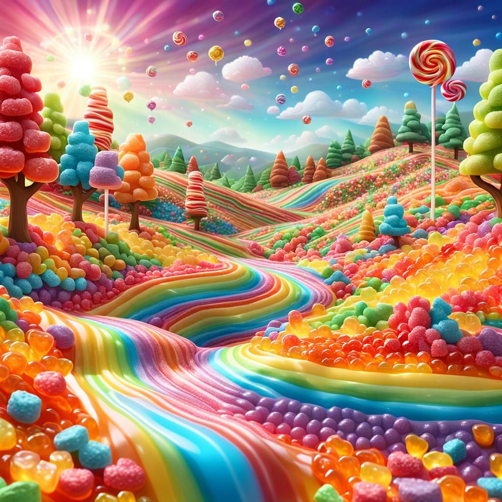 Vibrant Digital Candy Land Art