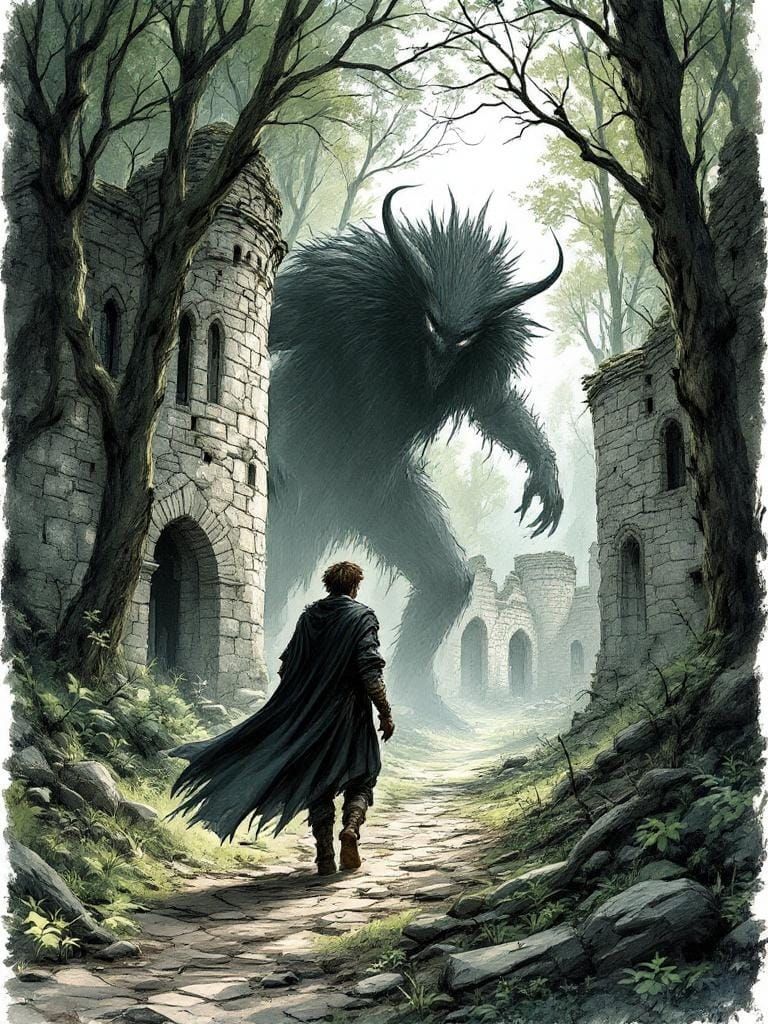 Ominous Shadow Lurks Behind Young Explorer