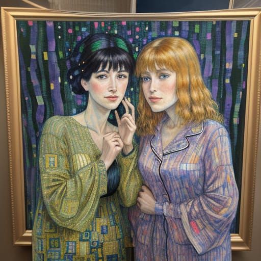 Sociable Introverts in a Vibrant Impasto Post-Impressionist....