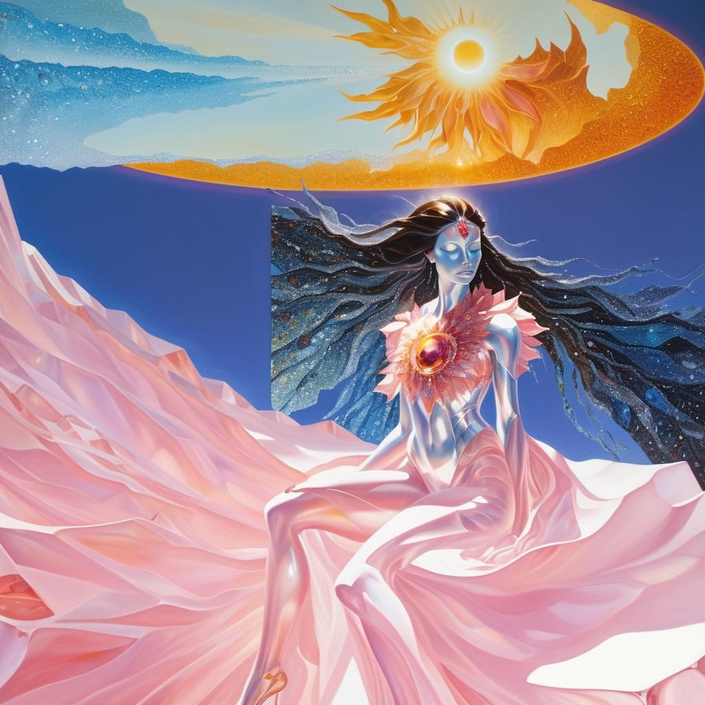 Crystalline Sun God Reflecting Amber Light