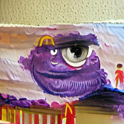 Grimace Watches a Creepy Birthday Party Painting