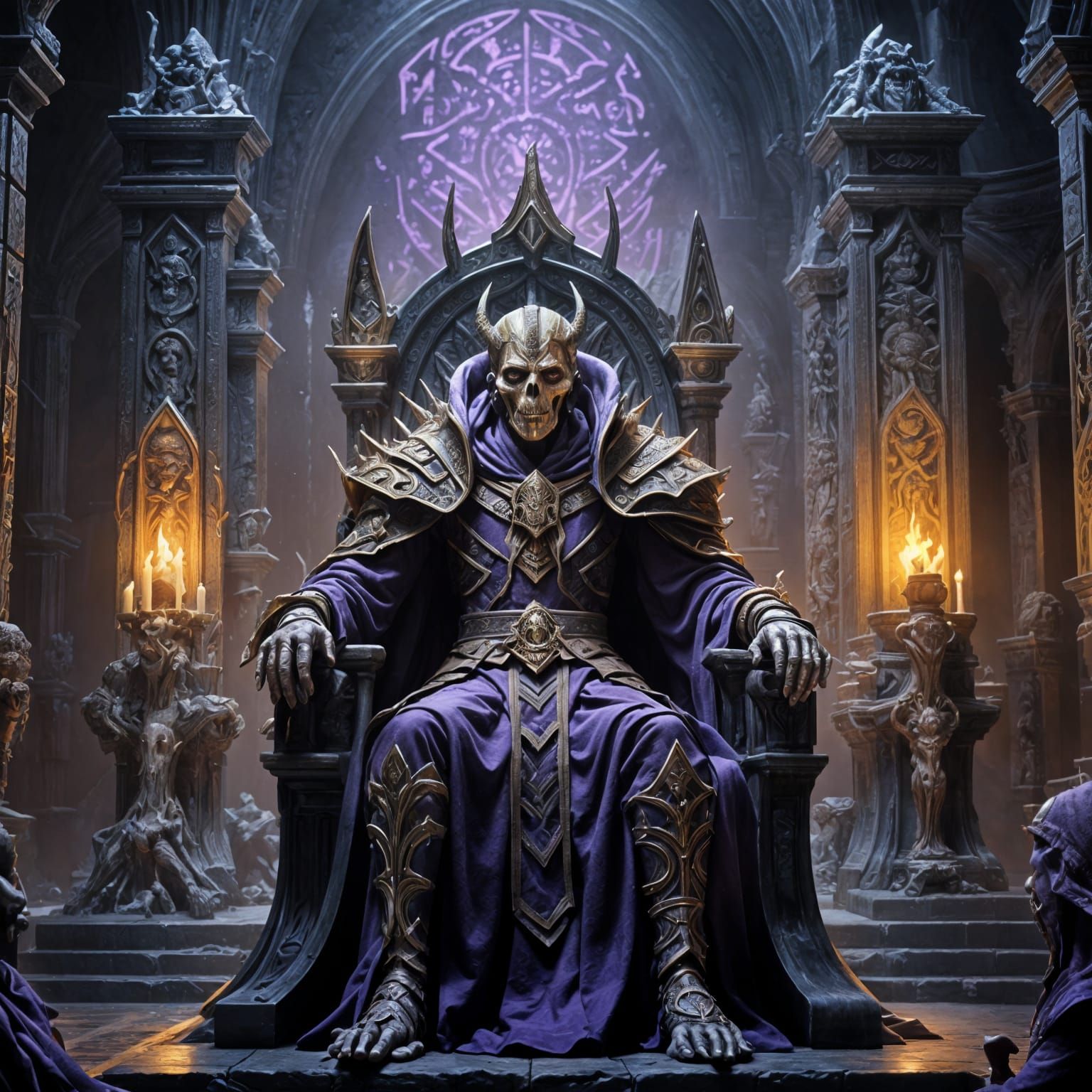 Lich Smiting From Gothic Throne, Dark Fantasy Concept Art