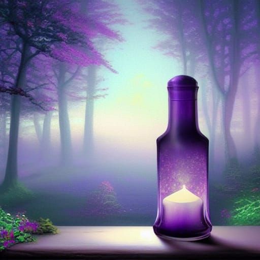 Glowing Genie Bottle in Ethereal Fantasy Style