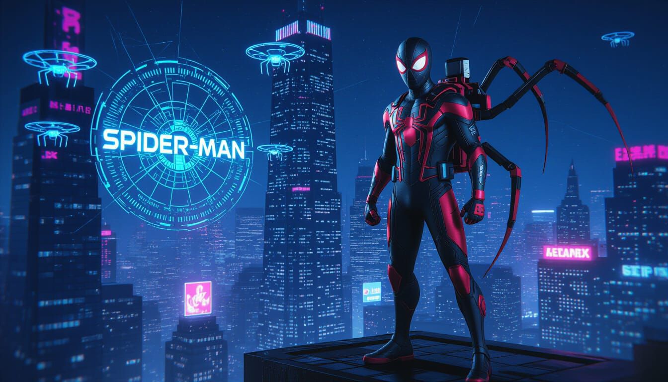 Futuristic Spider-Man in Armored Hyper-Tech Suit