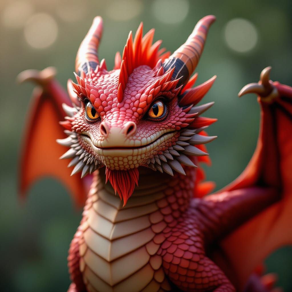 Red Dragon Portrait with Ruby, Studio Photography