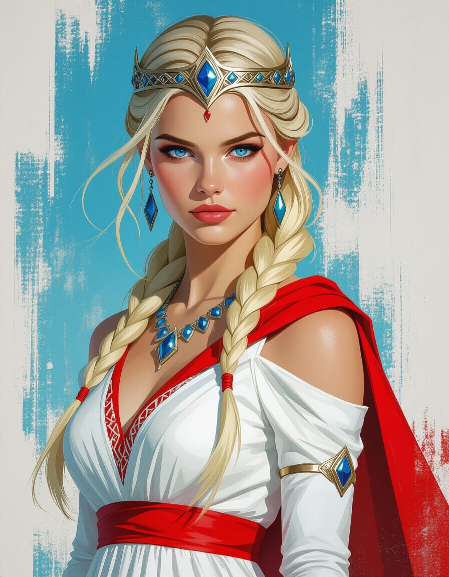 Norse Goddess of Love in Airbrush Graffiti Style