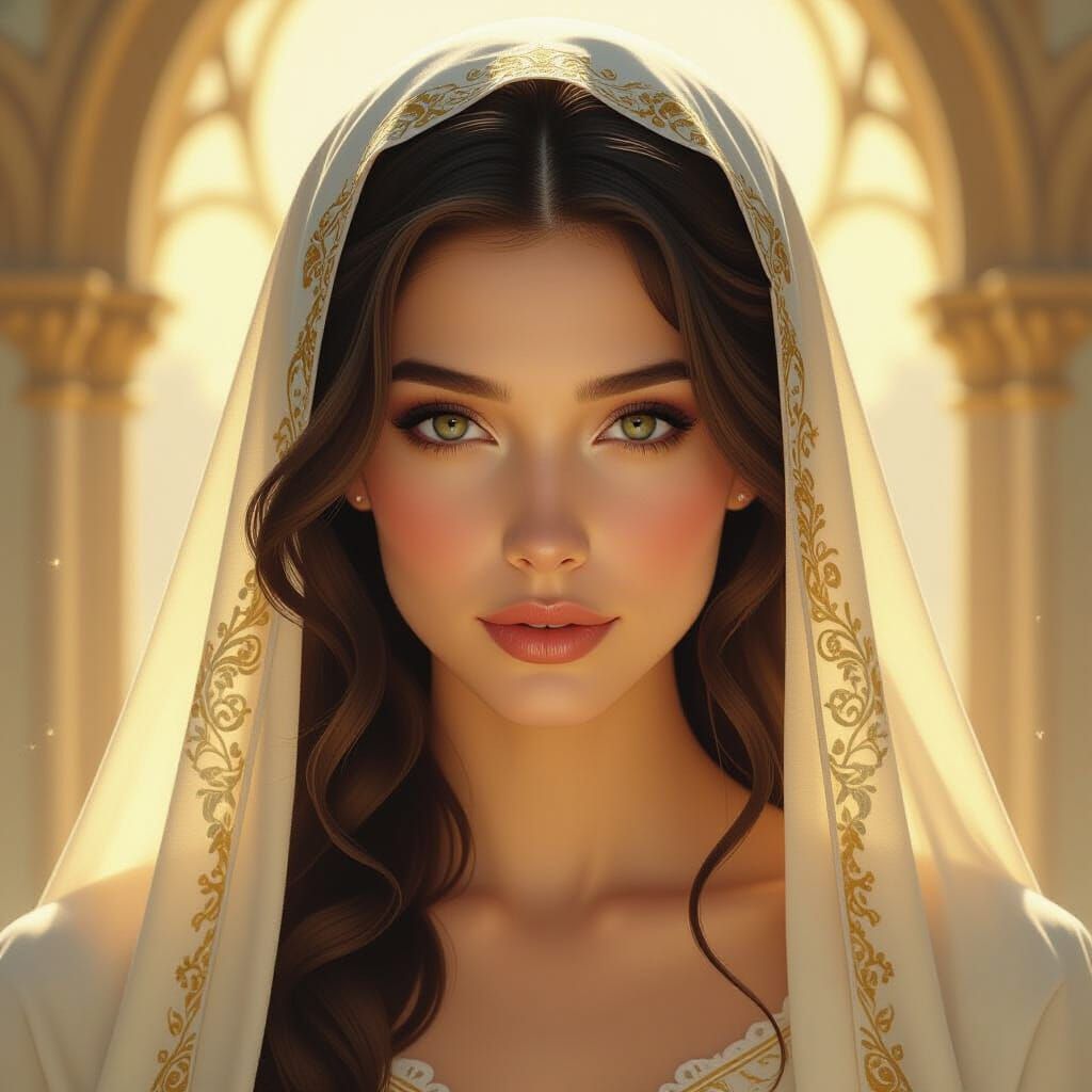 Ethereal Woman in Medieval Fantasy Style