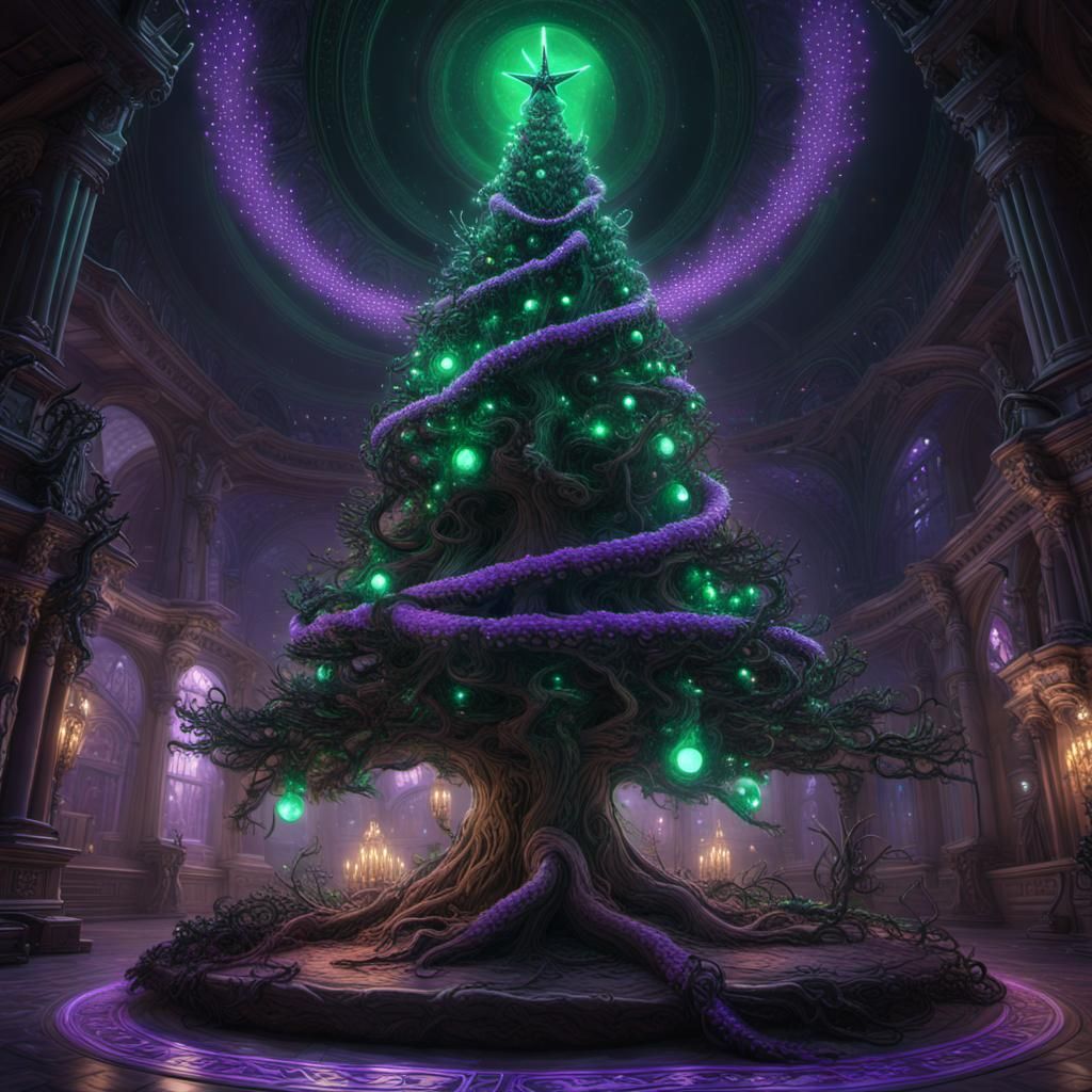 Tentacled Christmas Tree: Dark Fantasy Concept Art