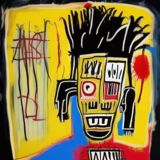 Expressive Street Art Portrait in Basquiat Style