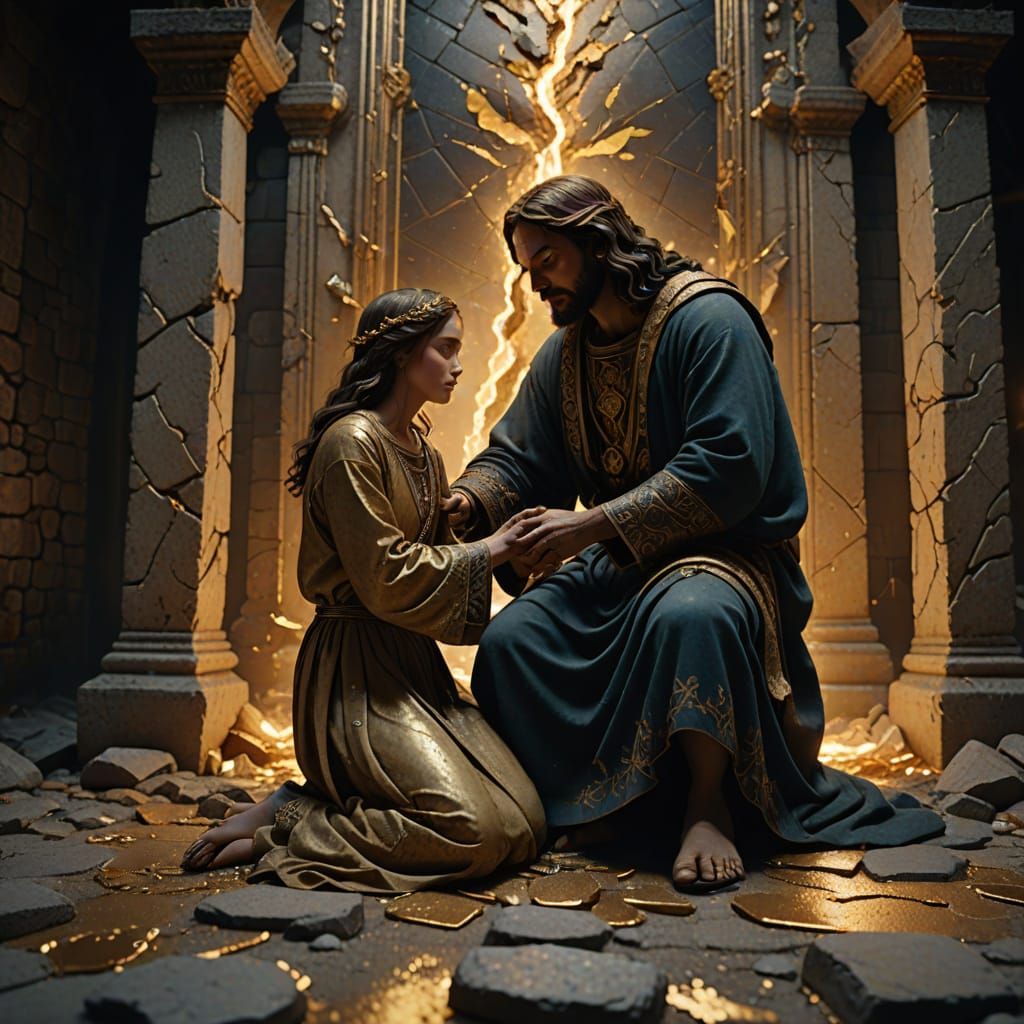 Jesus Tenderly Reassembles a Broken Soul in Vibrant Baroque-...