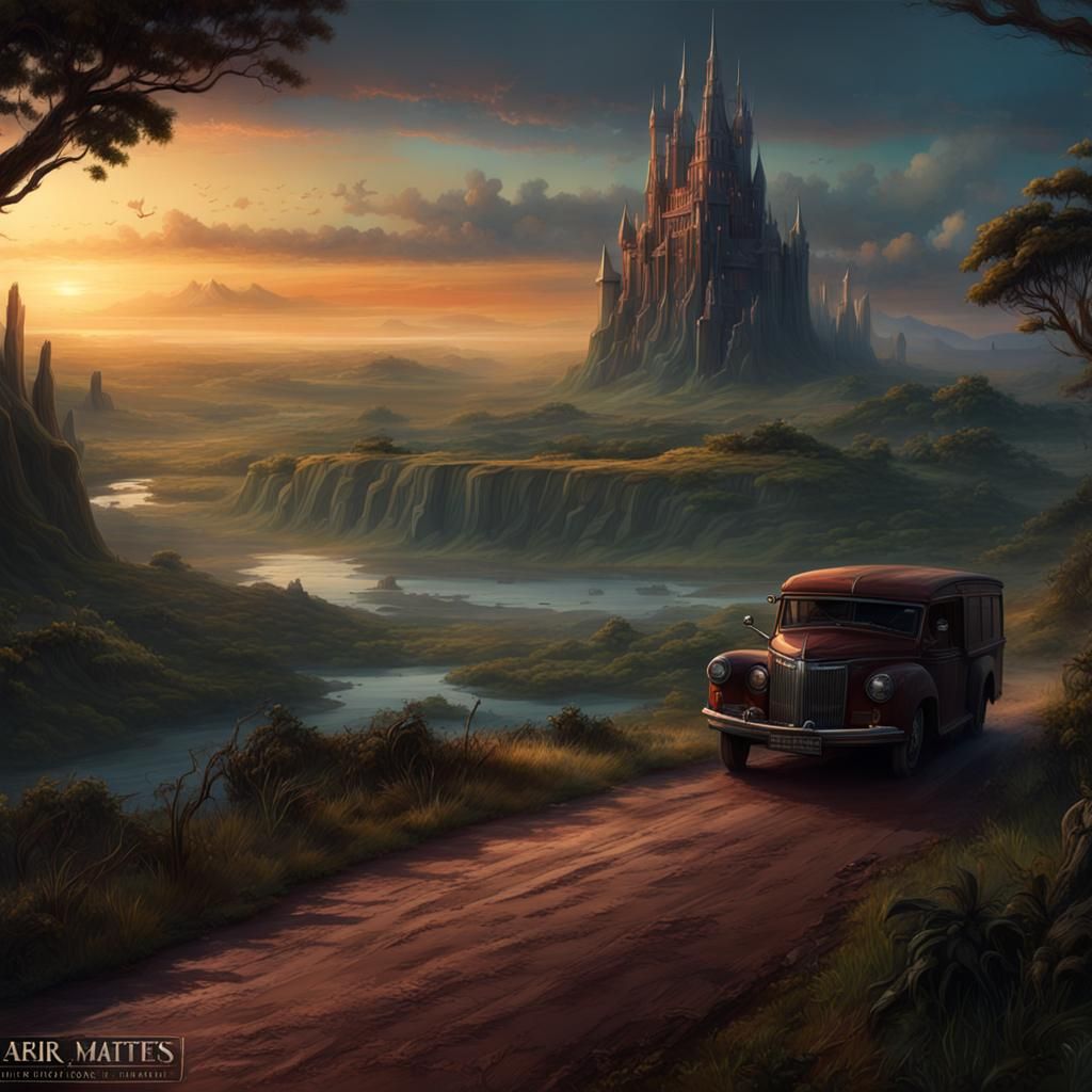 Twilight Landscape with Laai Roi Transport Vehicles