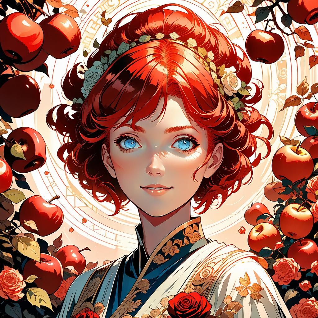 Anime Girl with Roses, in Shonen Style