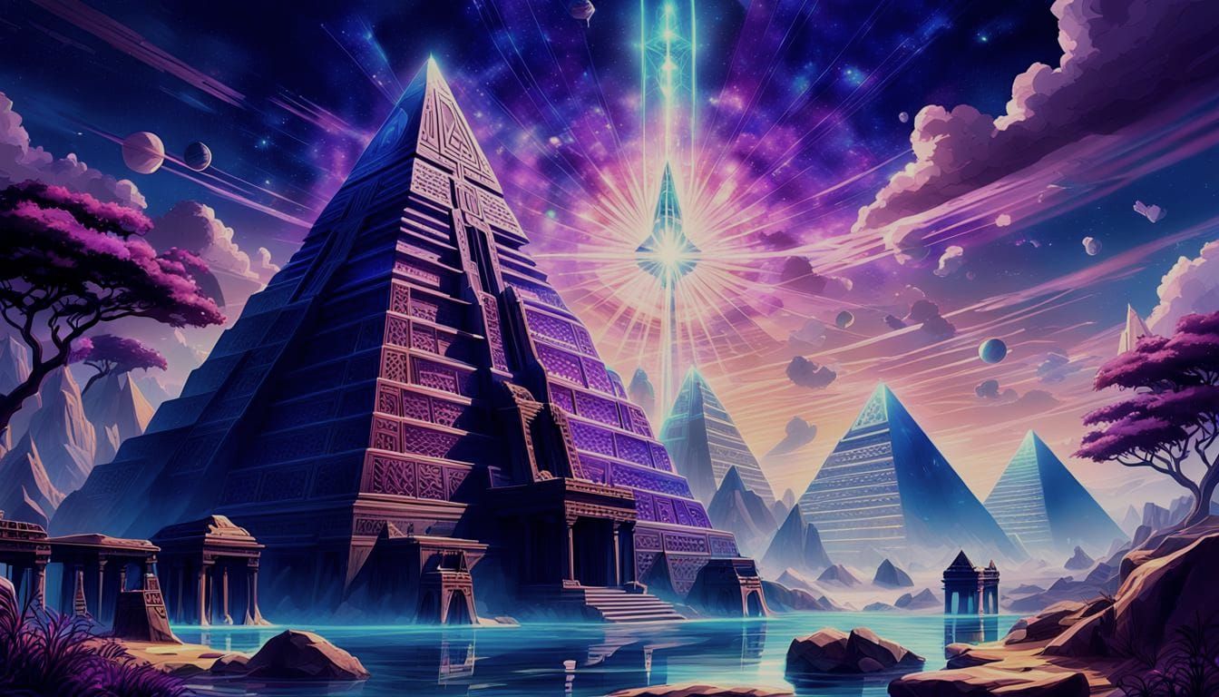 Atlantis Golden Age: Crystal Spires in Blue Indigo