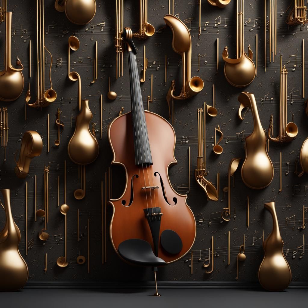 Musical Instruments and Notes Wallpaper: Detailed Matte Pain...