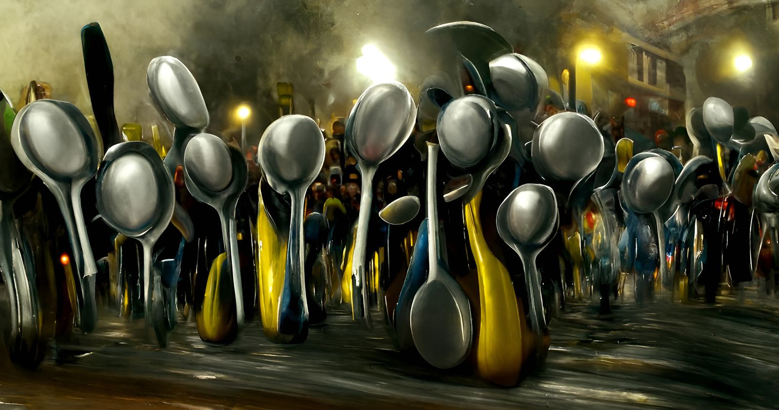 Angry Anthropomorphic Spoons Riot in the Street