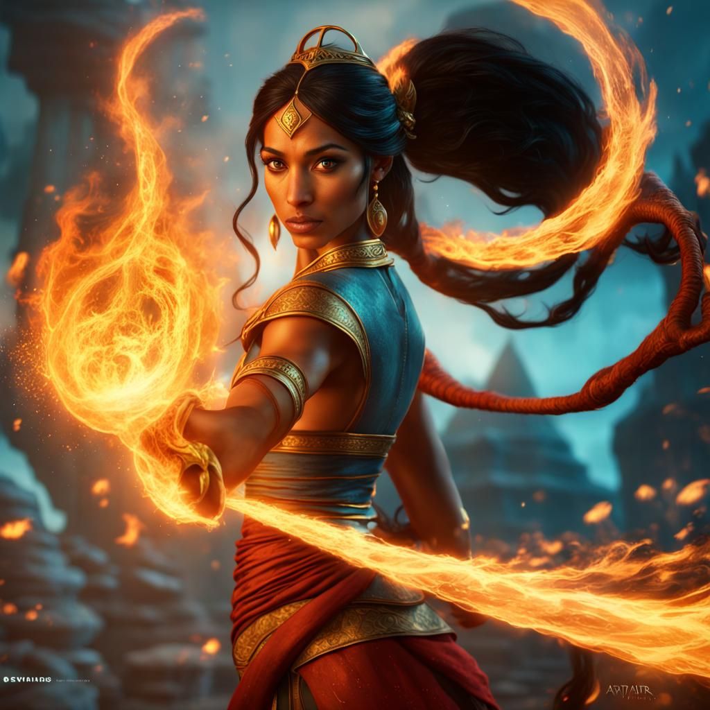 Princess Jasmine as Fire Bender: Fantasy Art