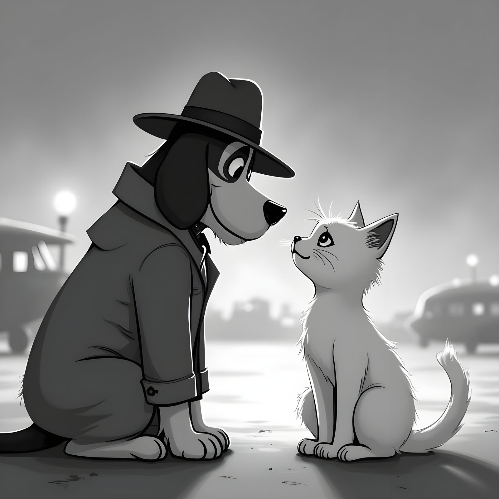 Hound Dog and Cat Recreate Casablanca Scene