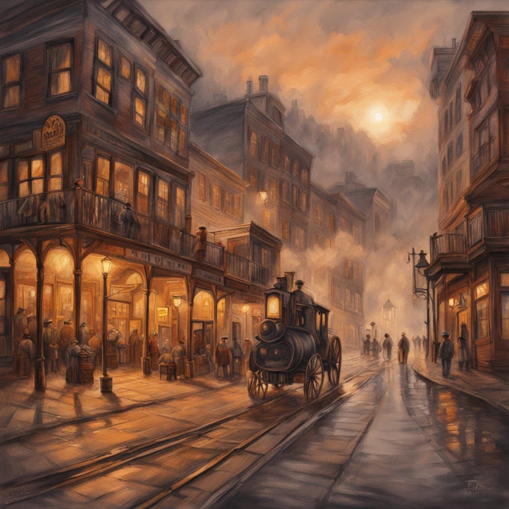 Old West Town in Ethereal Impressionist Style